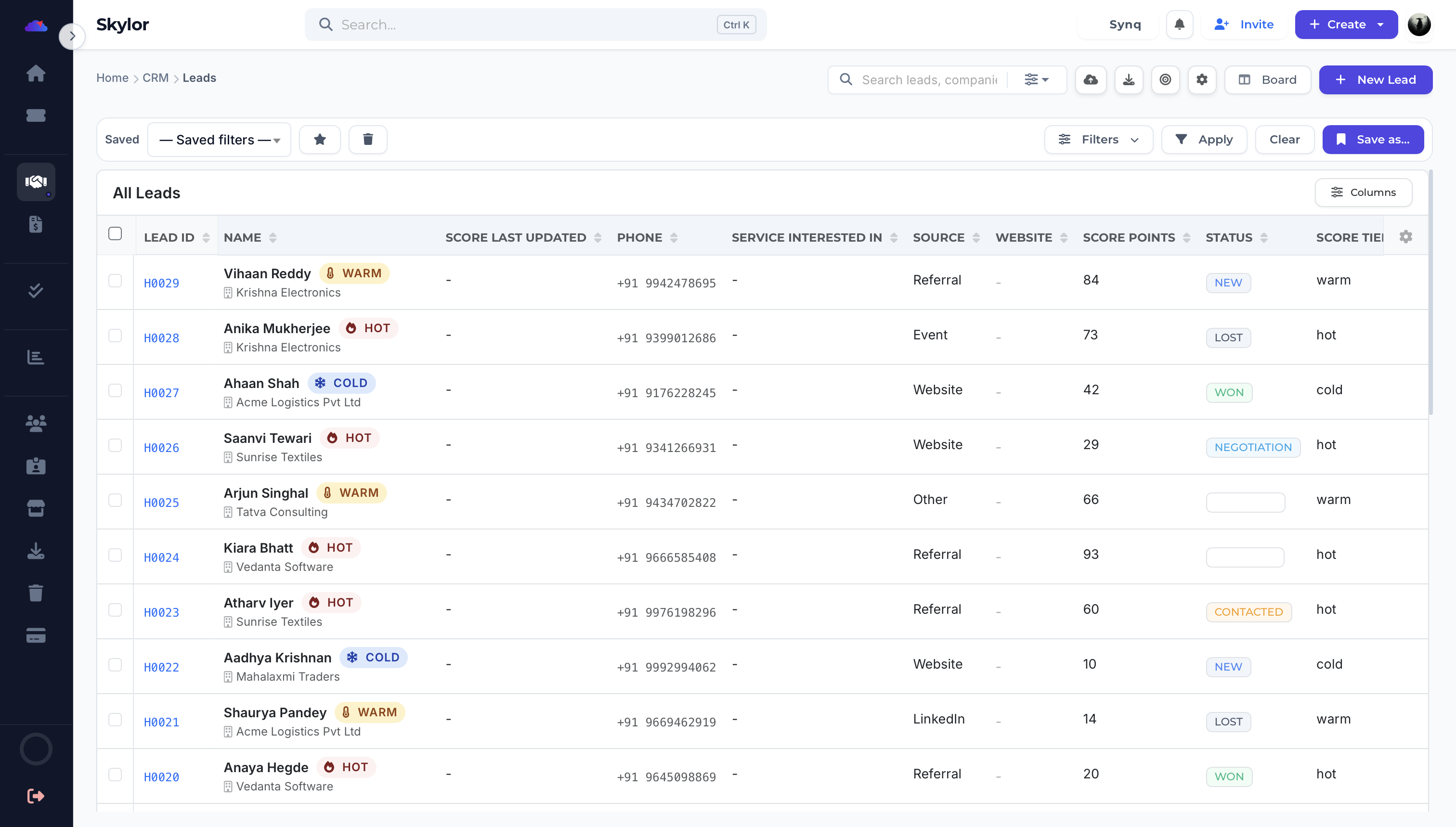 Skylor CRM pipeline