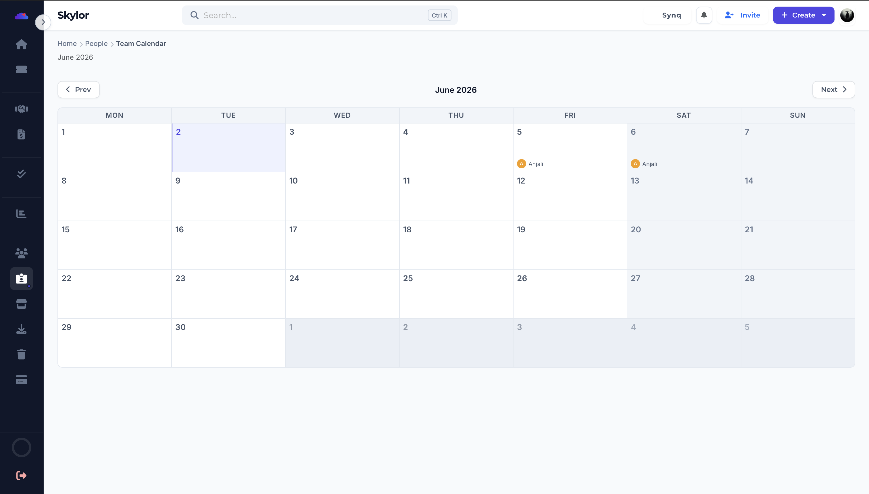 A calendar everyone shares