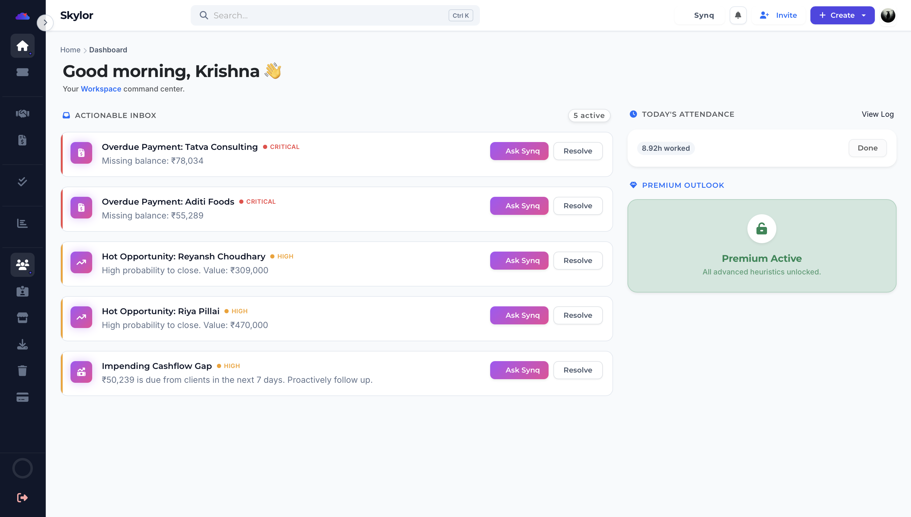 Skylor command-center dashboard